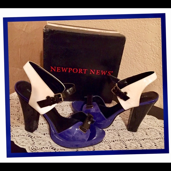 💙 VINTAGE “Newport News” color-block HEELS - Picture 8 of 8